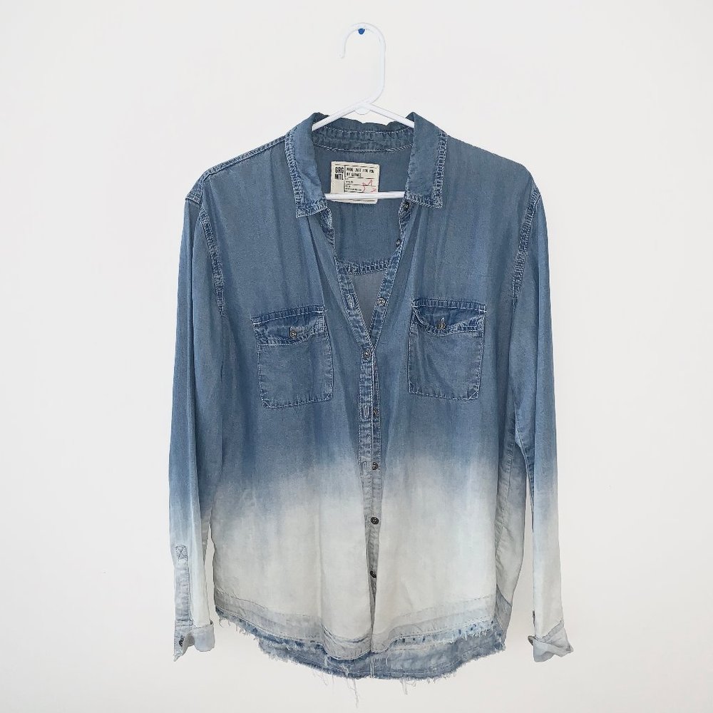 2/$30 Garage Chambray Dip-Dye Bleached Denim Shirt